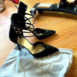 Stuart Weitzman Black 3 Strap Heal Size 10